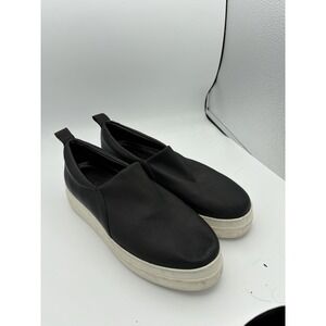 J/Slides Shoes Womens Size 8.5 Black Leather Slip On Platform Sneakers Casual